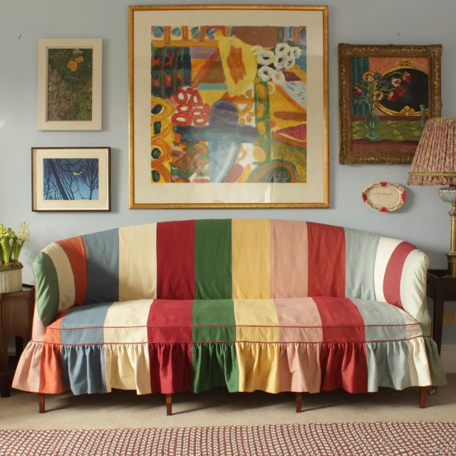 . Flashback to when we made a poor seamstress sew 15 colours of our Albie woven linen fabric together .