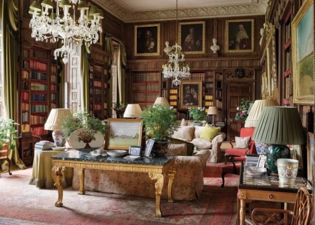 . Badminton House Library 📸 @simonuptonphotos . This has always been the family’s principle sitting room and where I was lucky enough as a child, (my family live very close by), to spend many an evening playing card games (always Shithead or Bullshit as it really made David laugh, us children shouting out these rude words) on a beautifully tapestried card table in the back corner (sewn by Caroline, the Duchess of Beaufort) . We would listen to my father tell us about the unique Canaletto’s painted of the house and park that hang either side of the fire, and how Wyatville had created this room and moved these bookcases into here, but really it was the completely effortless style and comfort that I remember, the big squishy sofas, covered once in Colefax and later Bennison prints, slightly faded, never made to feel precious, and the groaning drinks table with every type of drink a toddler to an ancient could want . I was obviously very lucky to spend time in here surrounded by wonderful objects, but it is how these objects were made to live aside each other, how Tom Parr and Vivien Greenock of Colefax and Fowler alongside David and Caroline Beaufort, designed and curated this room in such a way to give such an evocative feeling to a young child like me . I am always striving to help create this type of timeless, loved, comfortable interors with my clients .